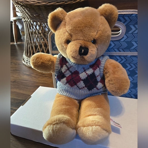 Valentine's Gift Plush Teddy Bear with Argyle Sweater '85 Windsor Toys Love Land - Picture 4 of 5